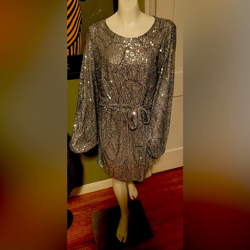 NWT Forever 21 Silver Sequined Boho Dress! FINAL SALE!